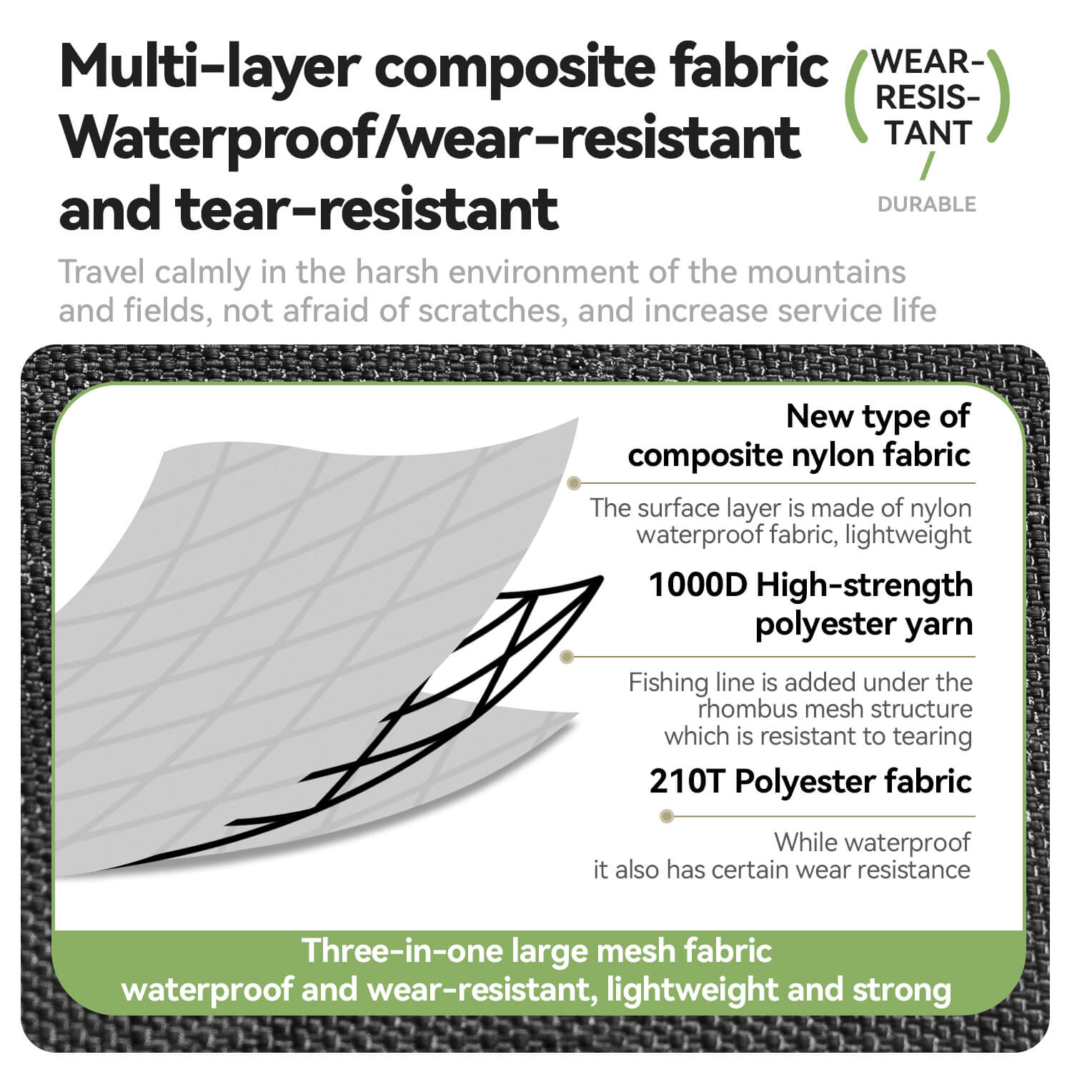 QUNATURE large capacity bikepacking frame bag for cycling and climbing
#color_khaki