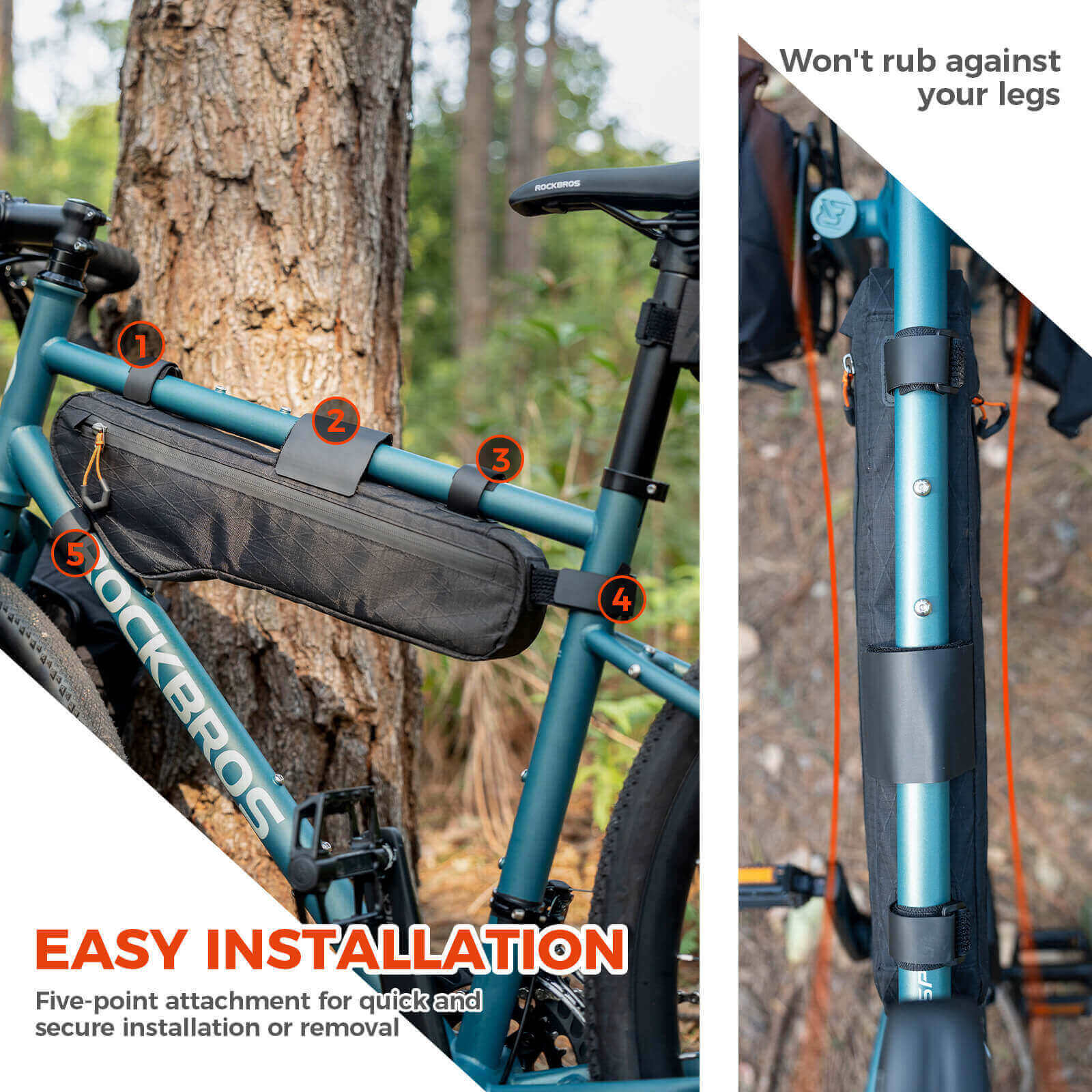QUNATURE large capacity bikepacking frame bag for cycling and climbing
#color_khaki