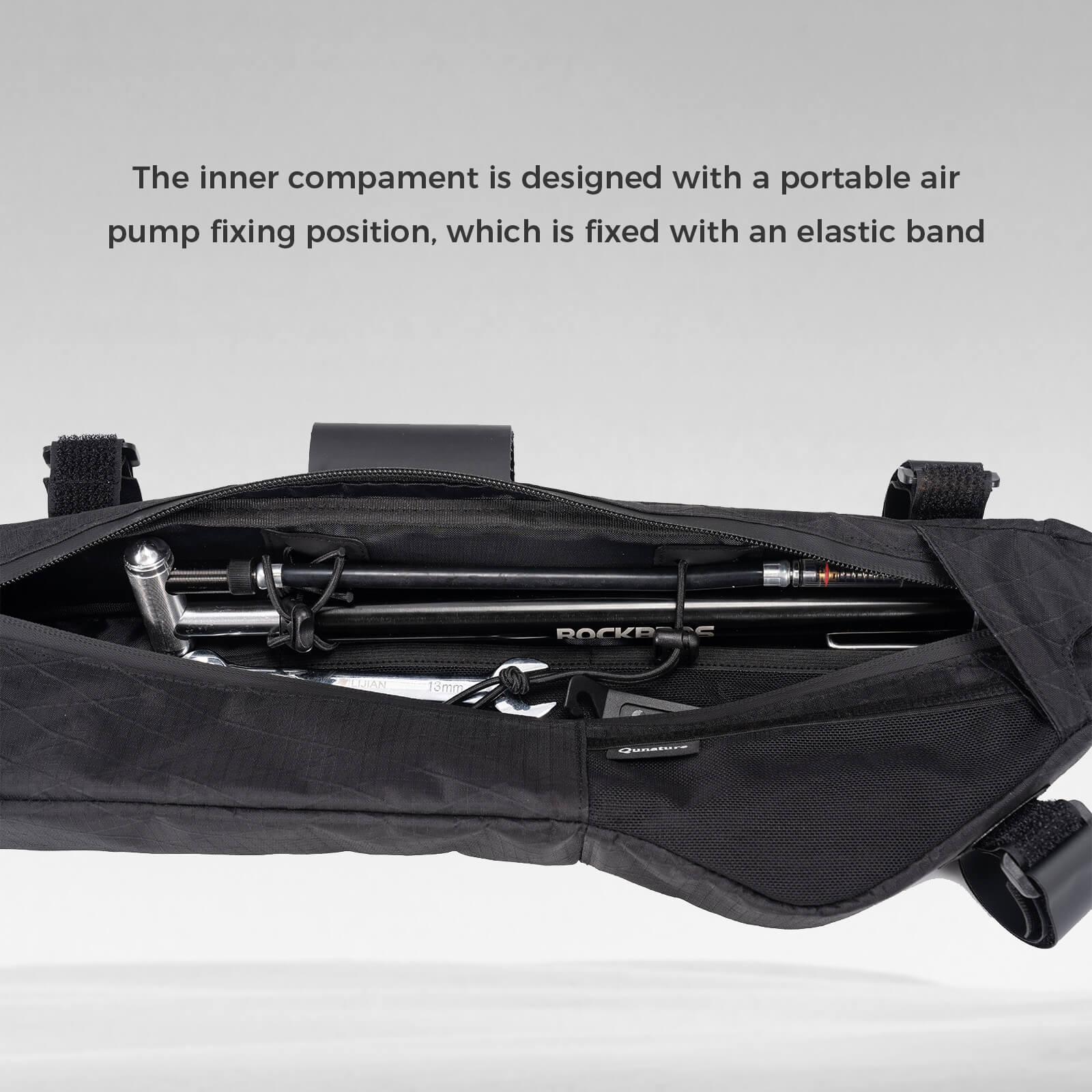 QUNATURE large capacity bikepacking frame bag for cycling and climbing
#color_black