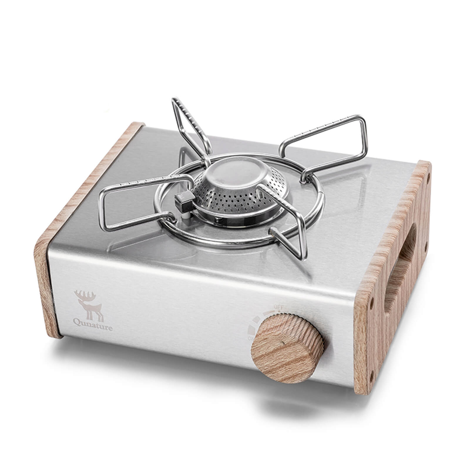 Qunature camping mini gas stove portable for outdoor cooking and travel.