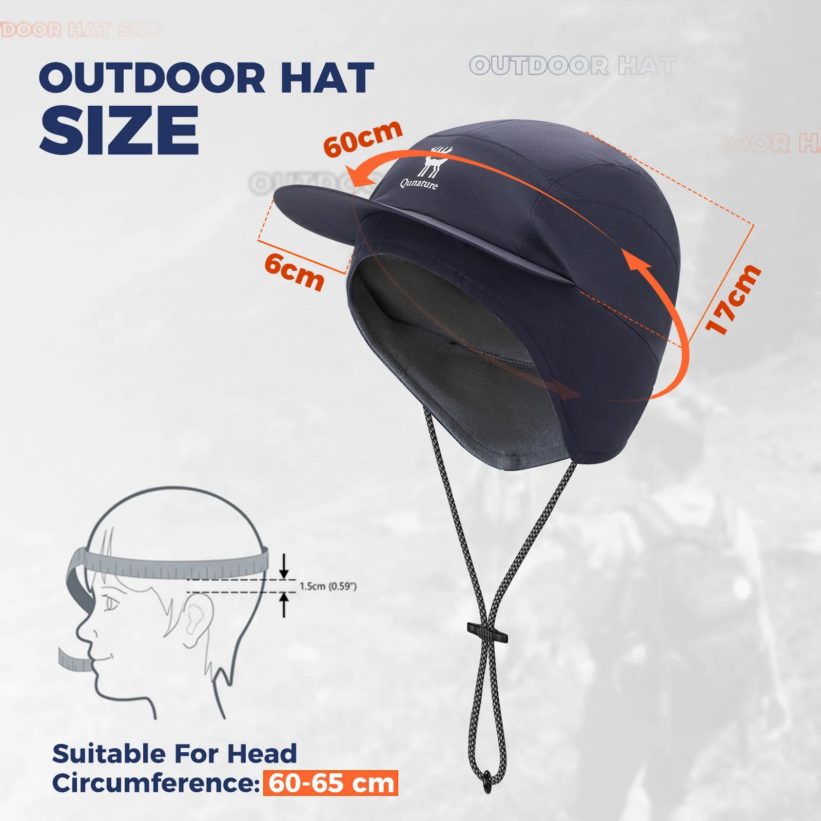 Qunature windproof fleece winter cycling hat with ear flaps for ultimate warmth.
#color_navy