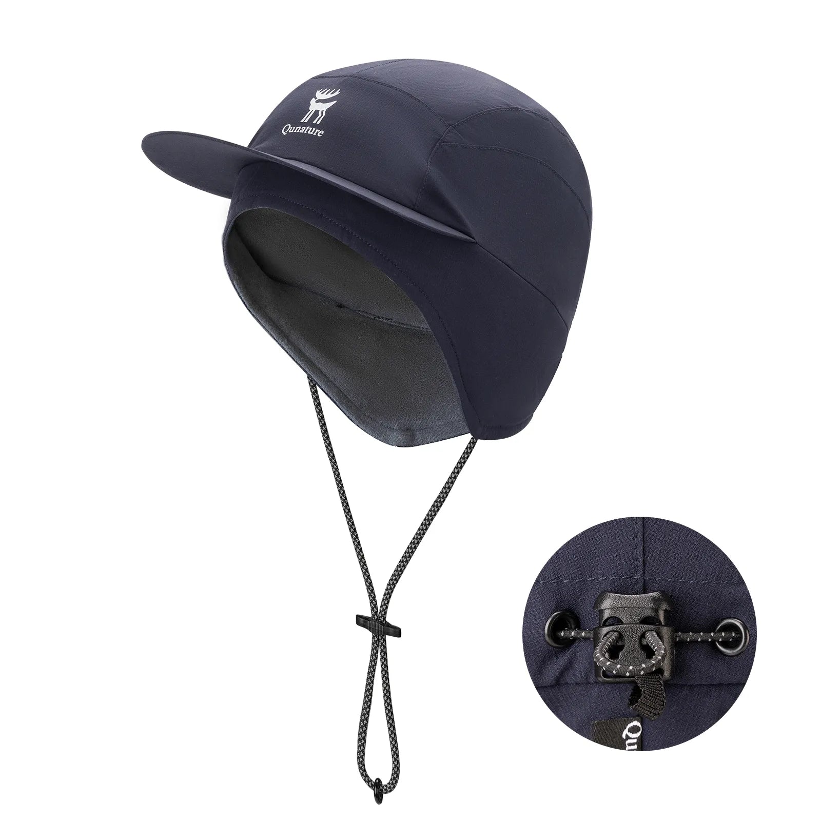 Qunature windproof fleece winter cycling hat with ear flaps for ultimate warmth.
#color_navy