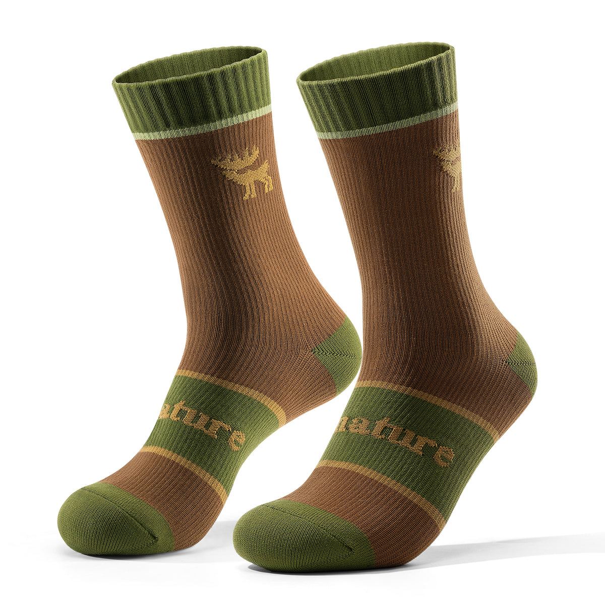 Qunature khaki four-season waterproof outdoor socks.
#colour_brown