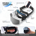 QUNATURE frameless anti-fog ski goggles for adult skiing and snowboarding