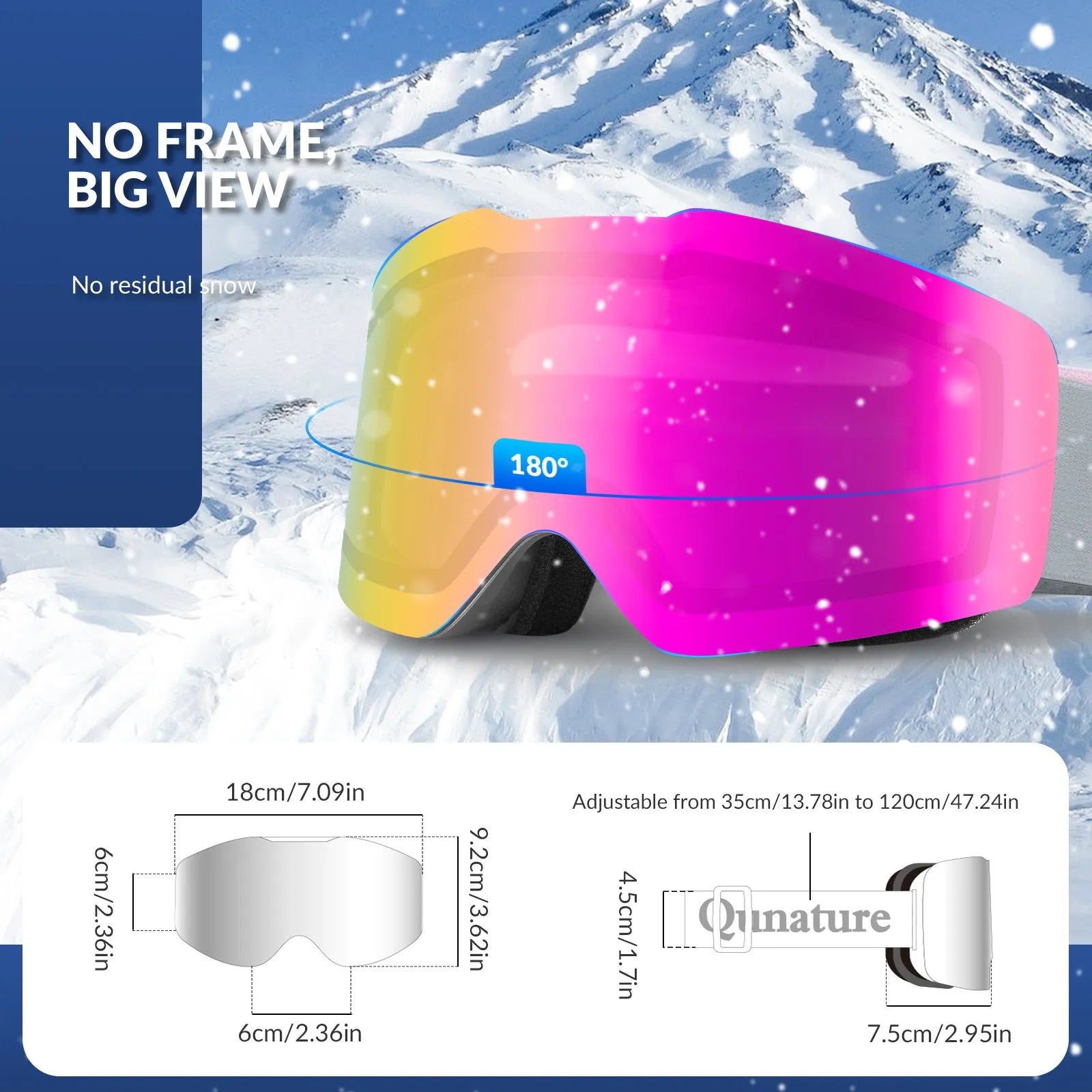 QUNATURE frameless anti-fog ski goggles for adult skiing and snowboarding.
#color_grey