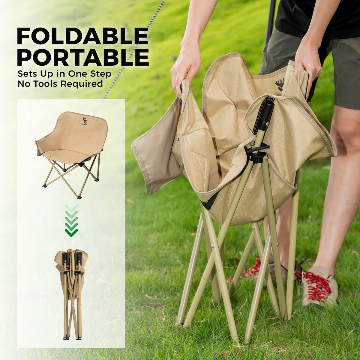 Qunature kids folding camping chair dimensions and packed carry bag size.
#colour_green