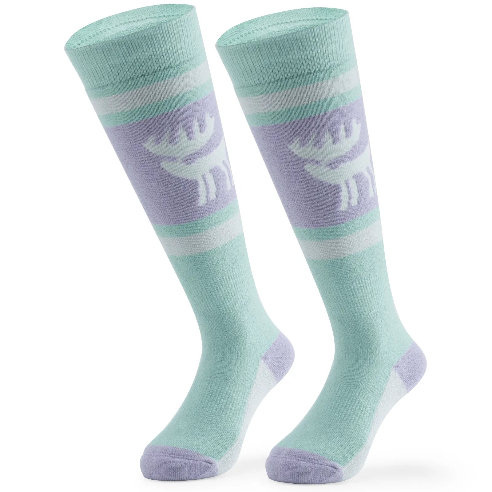 Infographic showing the breathable and thick thermal protection of qunature kids merino wool socks.
#color_light green
