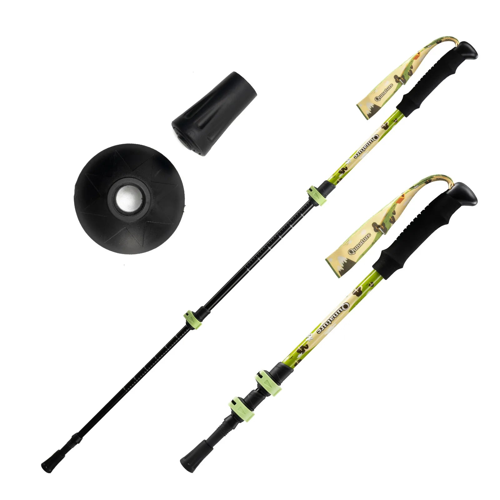 Qunature adjustable kids trekking poles in blue, telescoping from 51cm to 100cm for young hikers.
#color_yellow