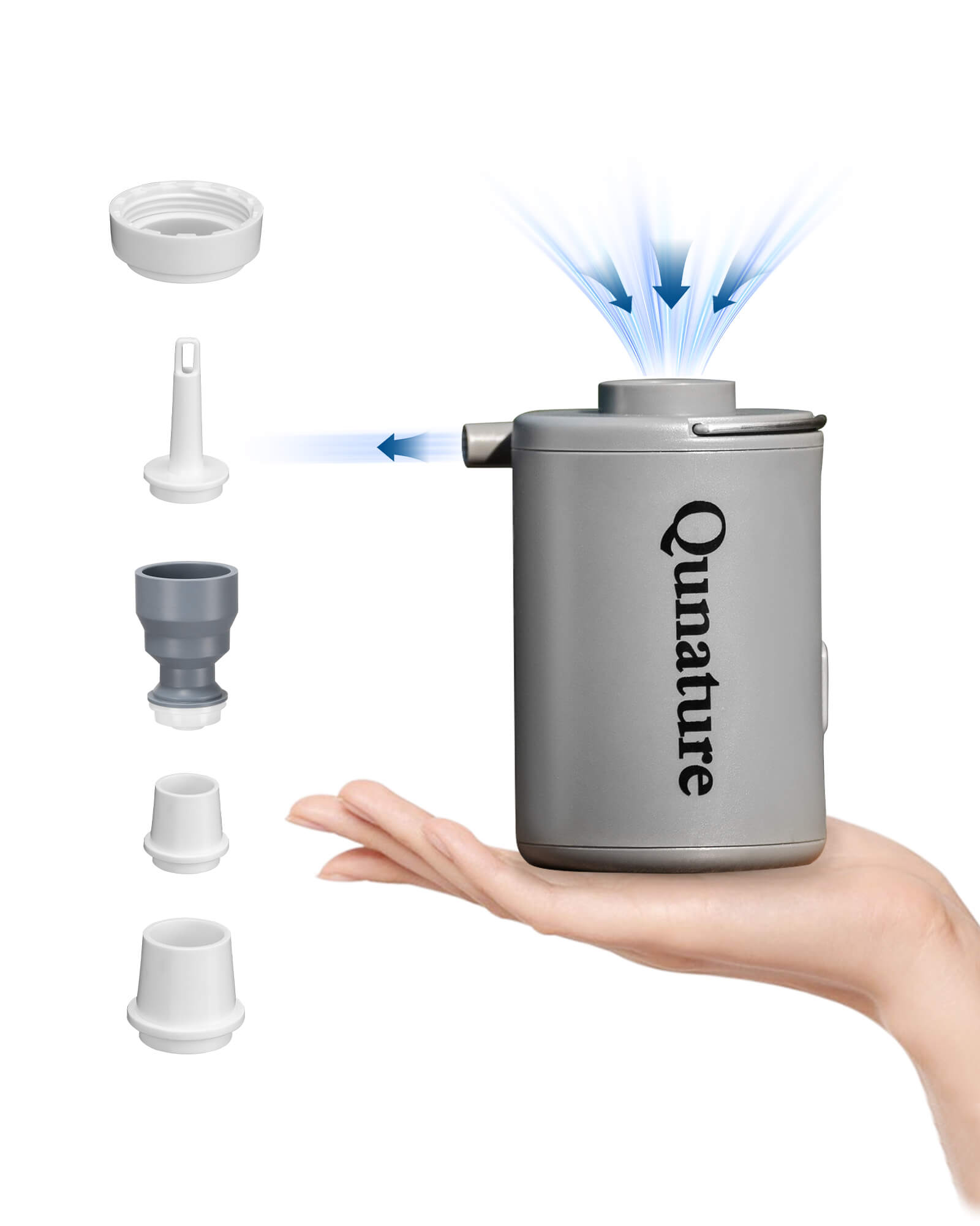 Qunature portable 2-in-1 air pump for inflatable mattress.
#color_grey