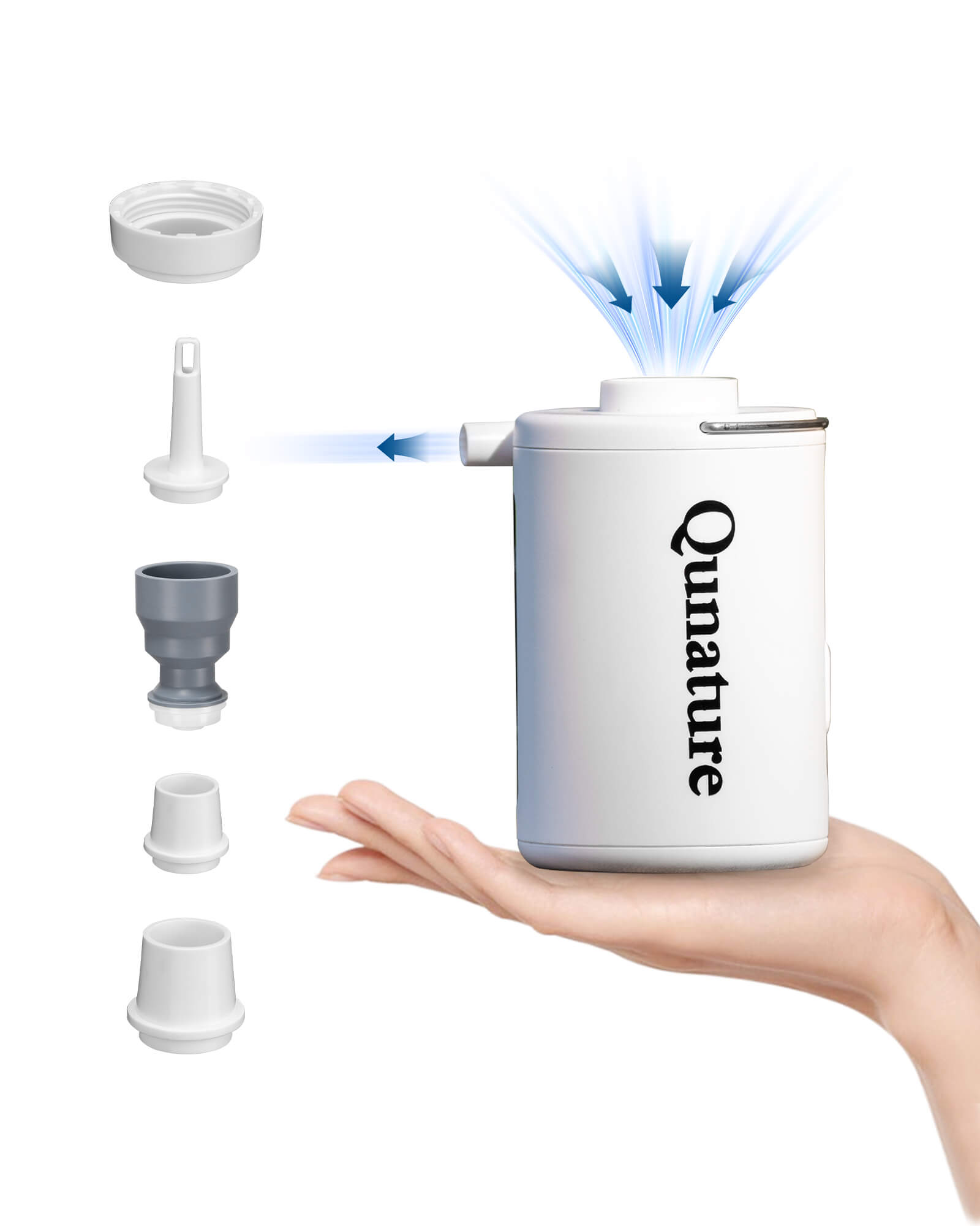 Qunature portable 2-in-1 air pump for inflatable mattress.
#color_white