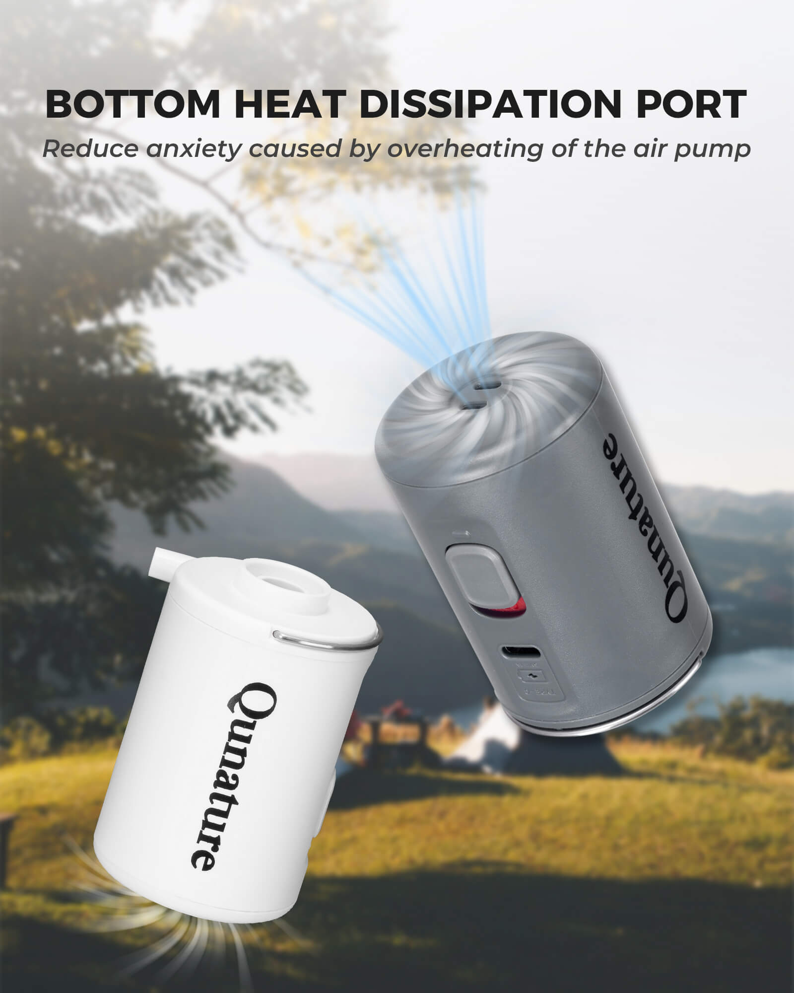 Qunature portable 2-in-1 air pump for inflatable mattress.
#color_white