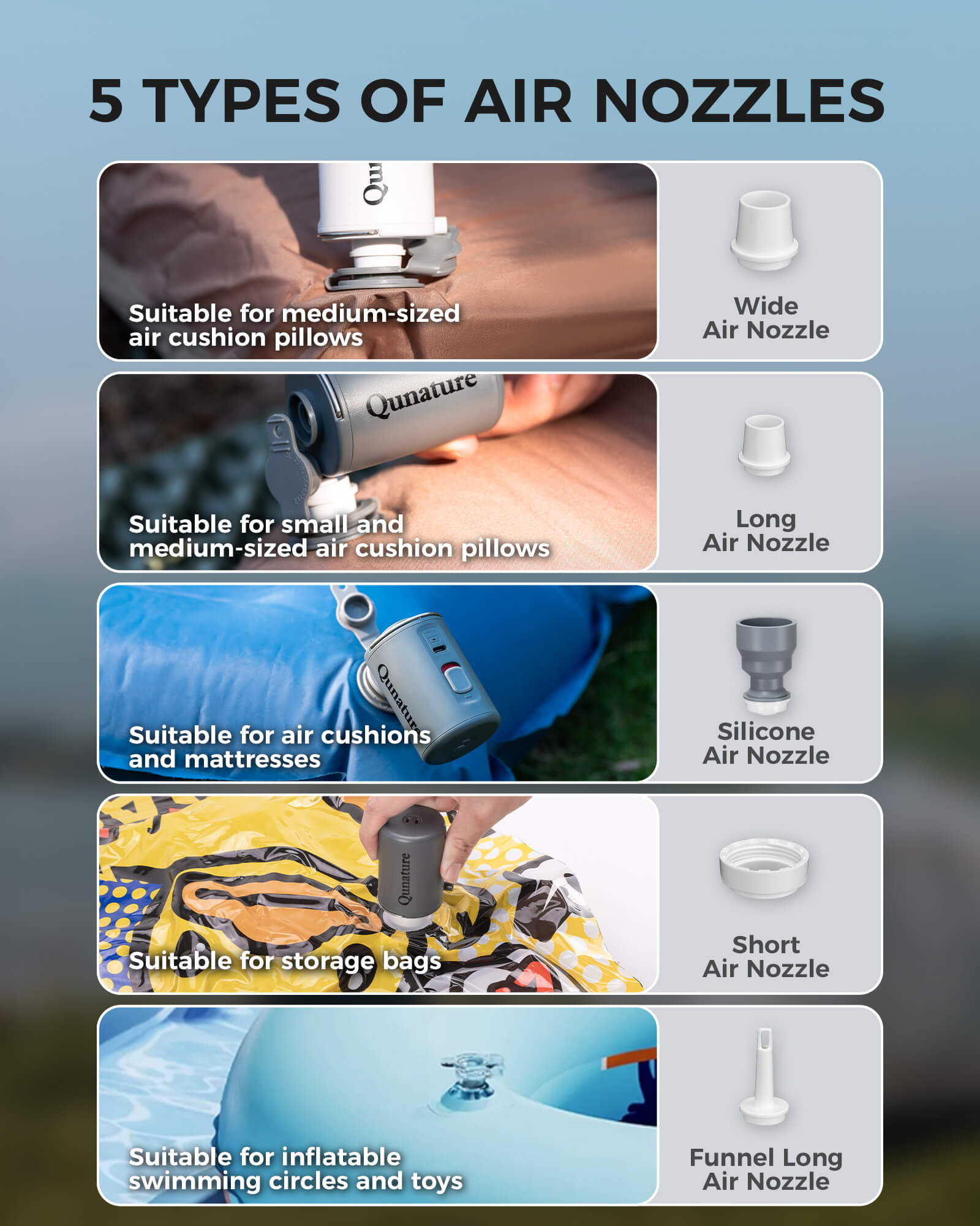 Qunature portable 2-in-1 air pump for inflatable mattress.
#color_white