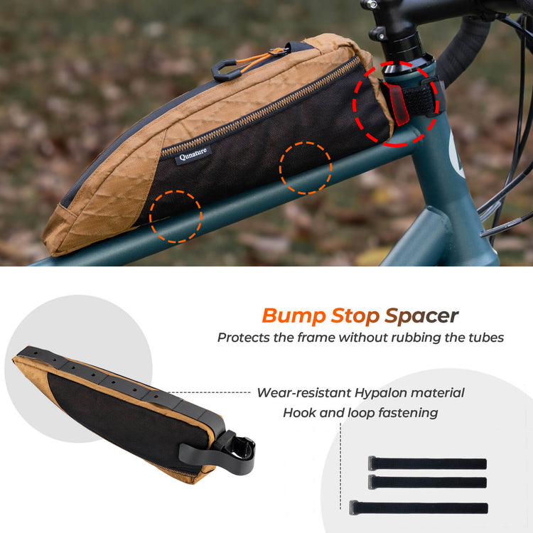 Qunature narrow edge mesh top tube bag bikepacking storage 1L
