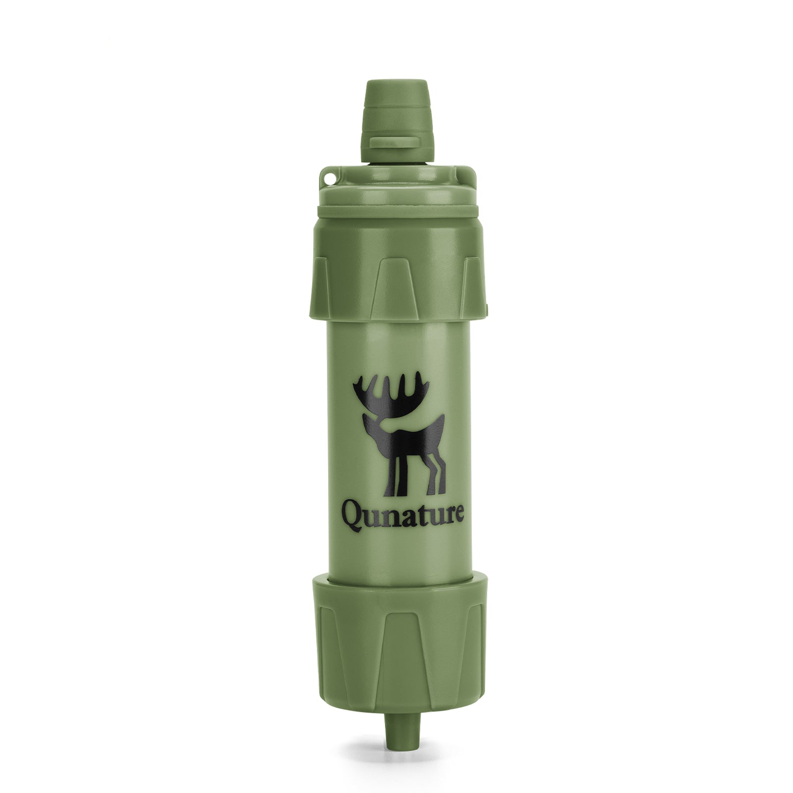 ROCKBROS Outdoor Portable Water Filter Bottle Set with replacement filters and carrying strap.
#color_green