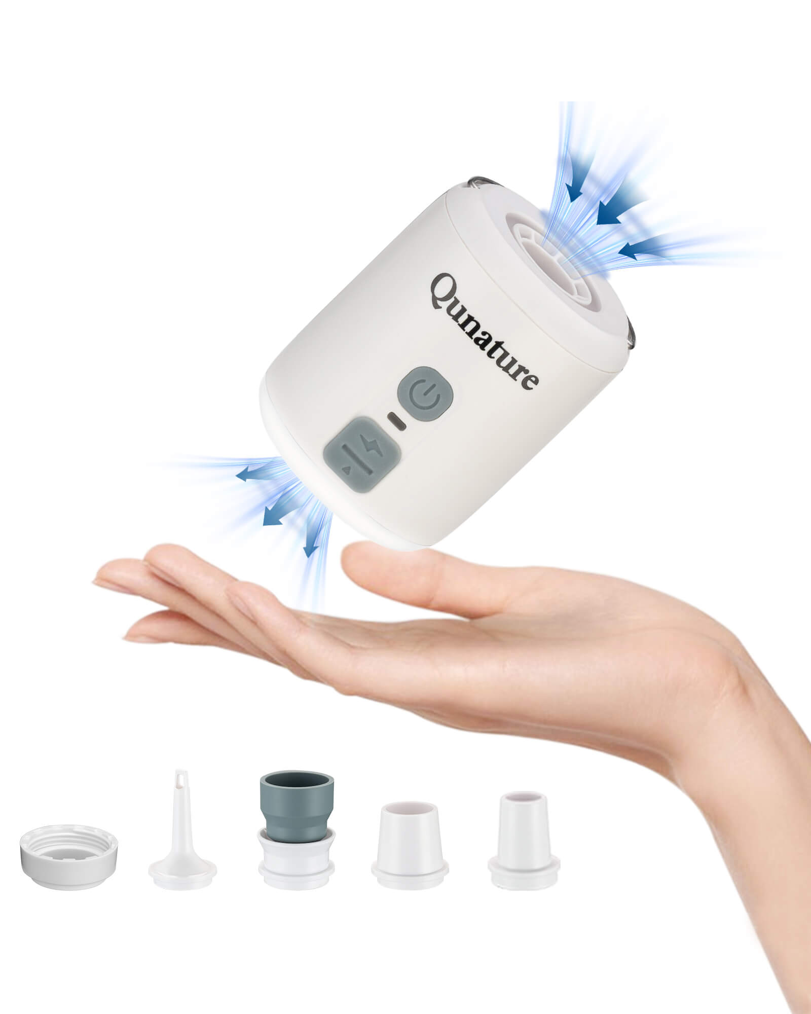 Qunature 3-in-1 Mini Outdoor Air Pump 1600mAh Inflator, Deflator & LED Light.
#color_white