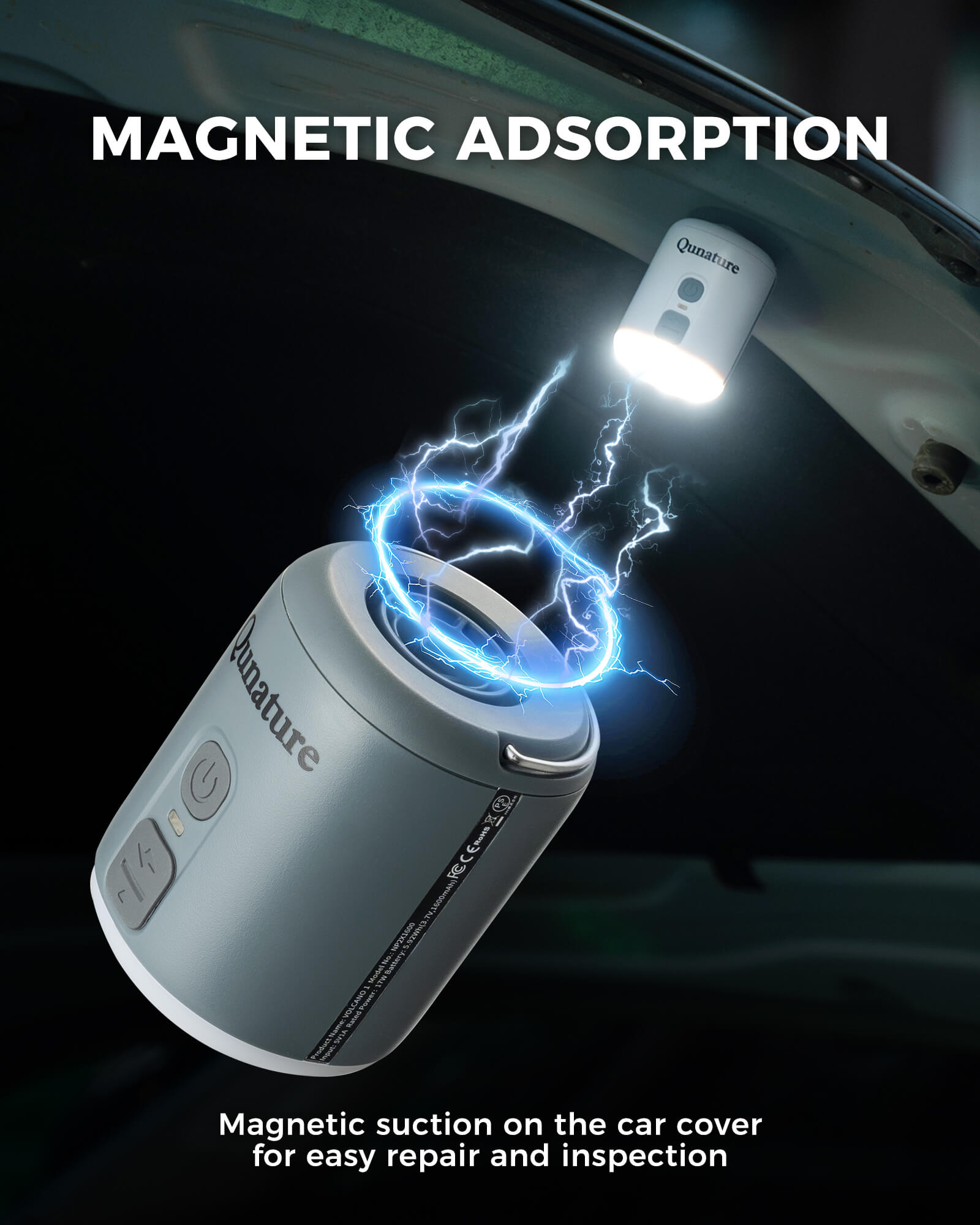 Qunature 3-in-1 Mini Outdoor Air Pump 1600mAh Inflator, Deflator & LED Light.
#color_white