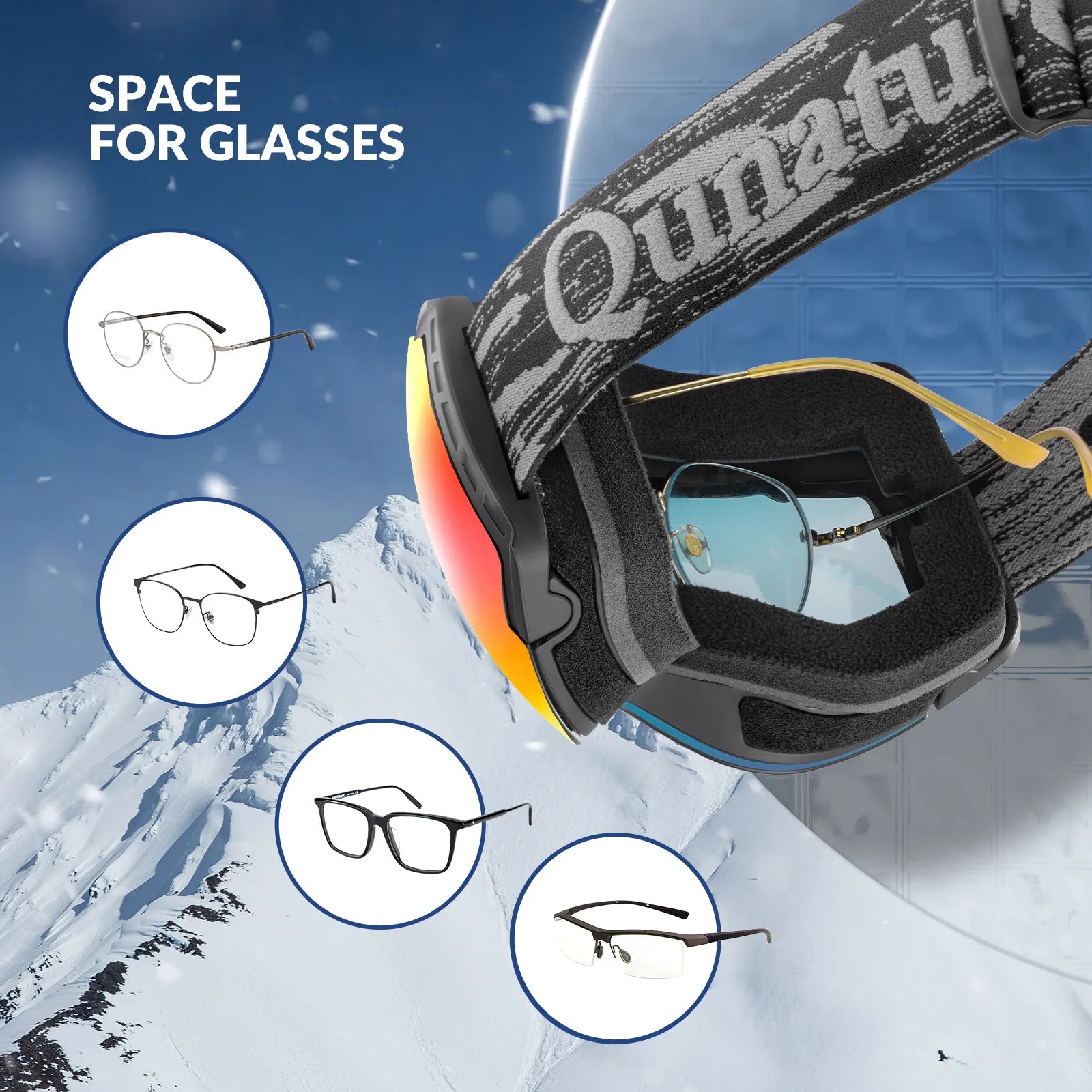 ROCKBROS unisex spherical ski goggles with double lens and anti-fog technology.
#color_black