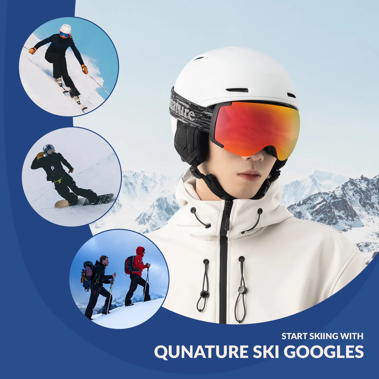 ROCKBROS unisex spherical ski goggles with double lens and anti-fog technology.
#color_black