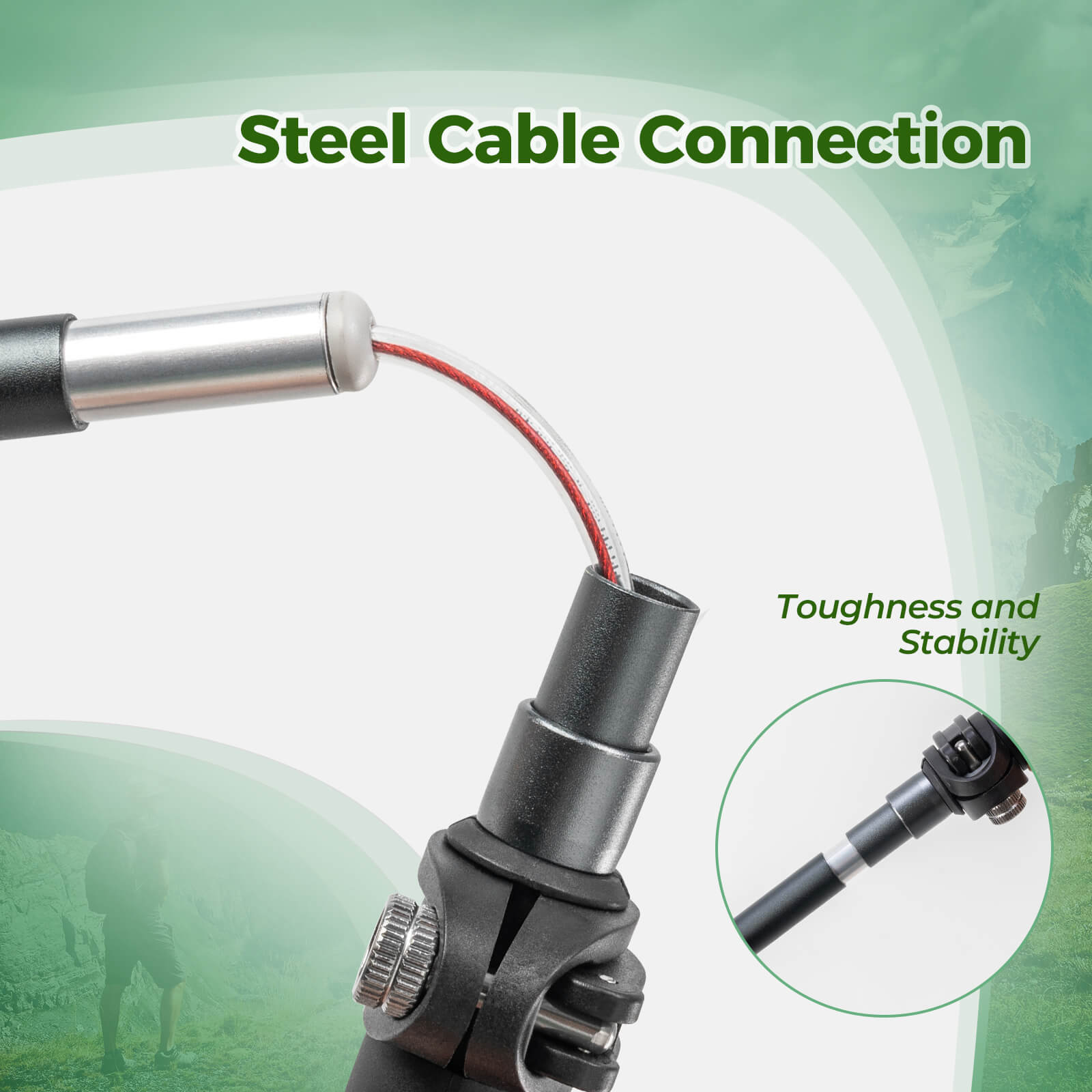 Qunature telescopic hiking trekking pole for outdoor climbing and walking.
#color_brown