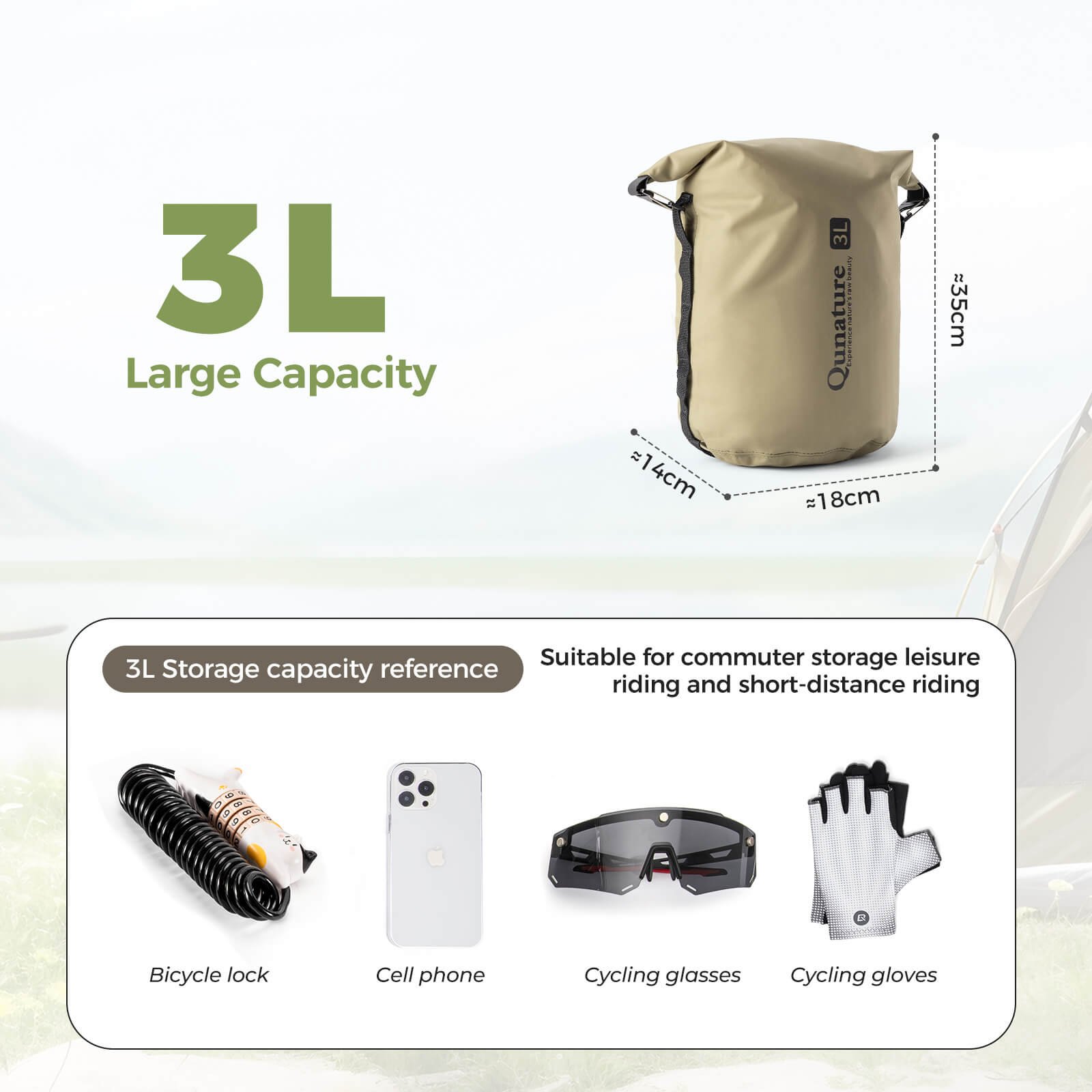 Qunature Waterproof Compression Sack 3L-12L for Camping and Bikepacking
#color_black
#size_3L