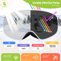 QUNATURE youth ski goggles with anti-fog and UV protection for boys and girls