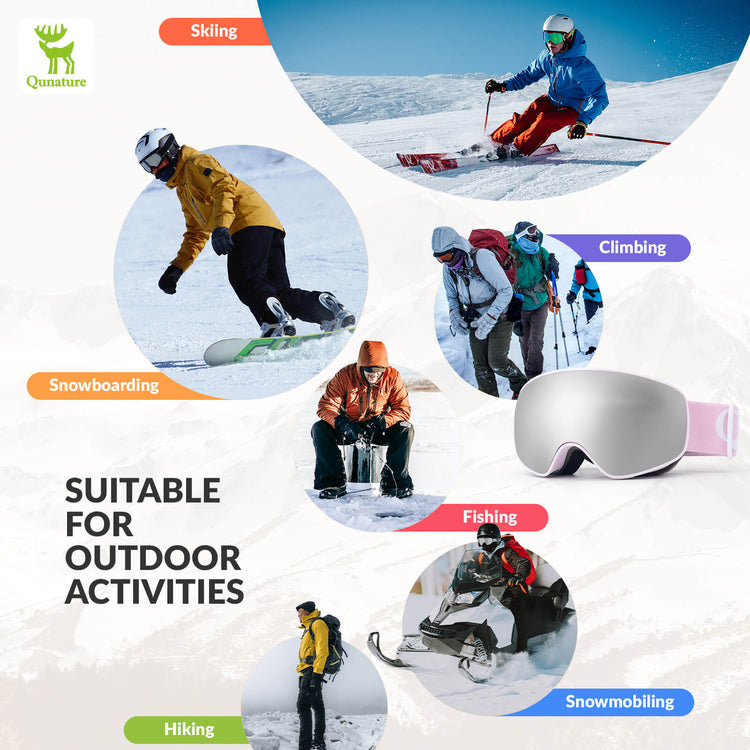 QUNATURE youth ski goggles with anti-fog and UV protection for boys and girls