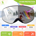 QUNATURE youth ski goggles with anti-fog and UV protection for boys and girls