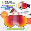 QUNATURE youth ski goggles with anti-fog and UV protection for boys and girls
