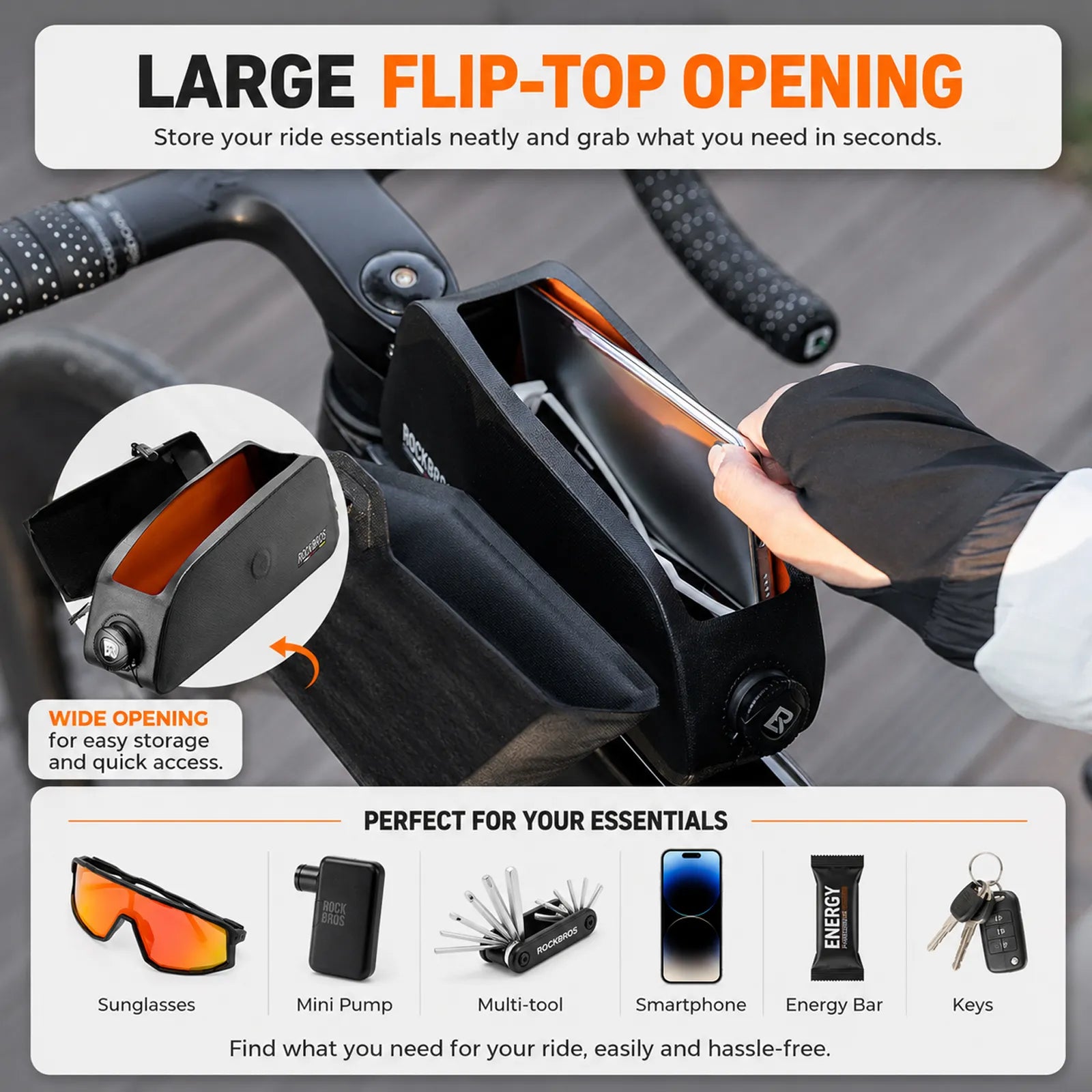 Road to Sky waterproof magnetic bike frame bag, 0.6L to 0.9L capacity
#size_0.9L
