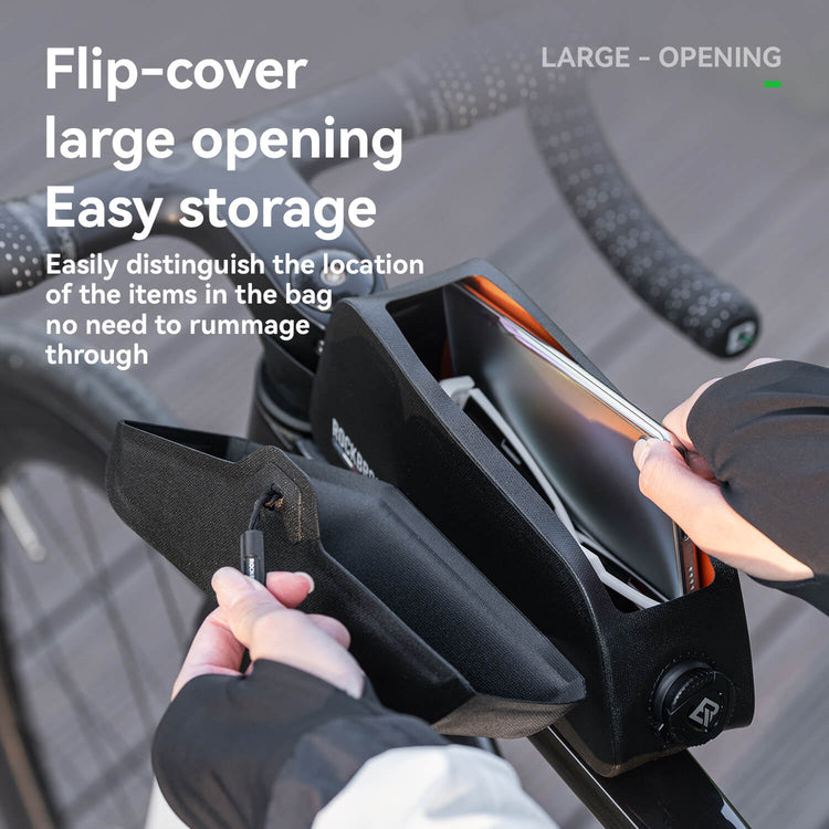 Road to Sky waterproof magnetic bike frame bag, 0.6L to 0.9L capacity