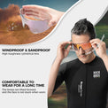 ROCKBROS Road to Sky Photochromatic Cycling Sunglasses - BOUNDLESS, offering advanced photochromic lenses, windproof and sandproof protection, and dynamic light adaptation for an enhanced cycling experience