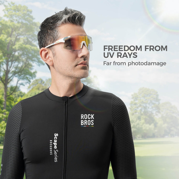 ROCKBROS Road to Sky Photochromatic Cycling Sunglasses - BOUNDLESS, offering advanced photochromic lenses, windproof and sandproof protection, and dynamic light adaptation for an enhanced cycling experience