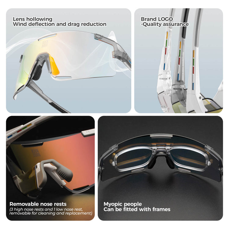 ROCKBROS Road to Sky Photochromatic Cycling Sunglasses - BOUNDLESS, offering advanced photochromic lenses, windproof and sandproof protection, and dynamic light adaptation for an enhanced cycling experience