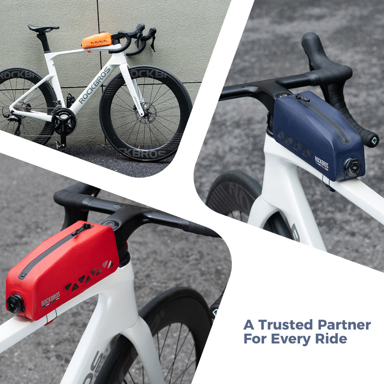 ROCKBROS Road to Sky waterproof top tube bike frame bag AS-142, hard shell front storage bag for road and mountain bikes
