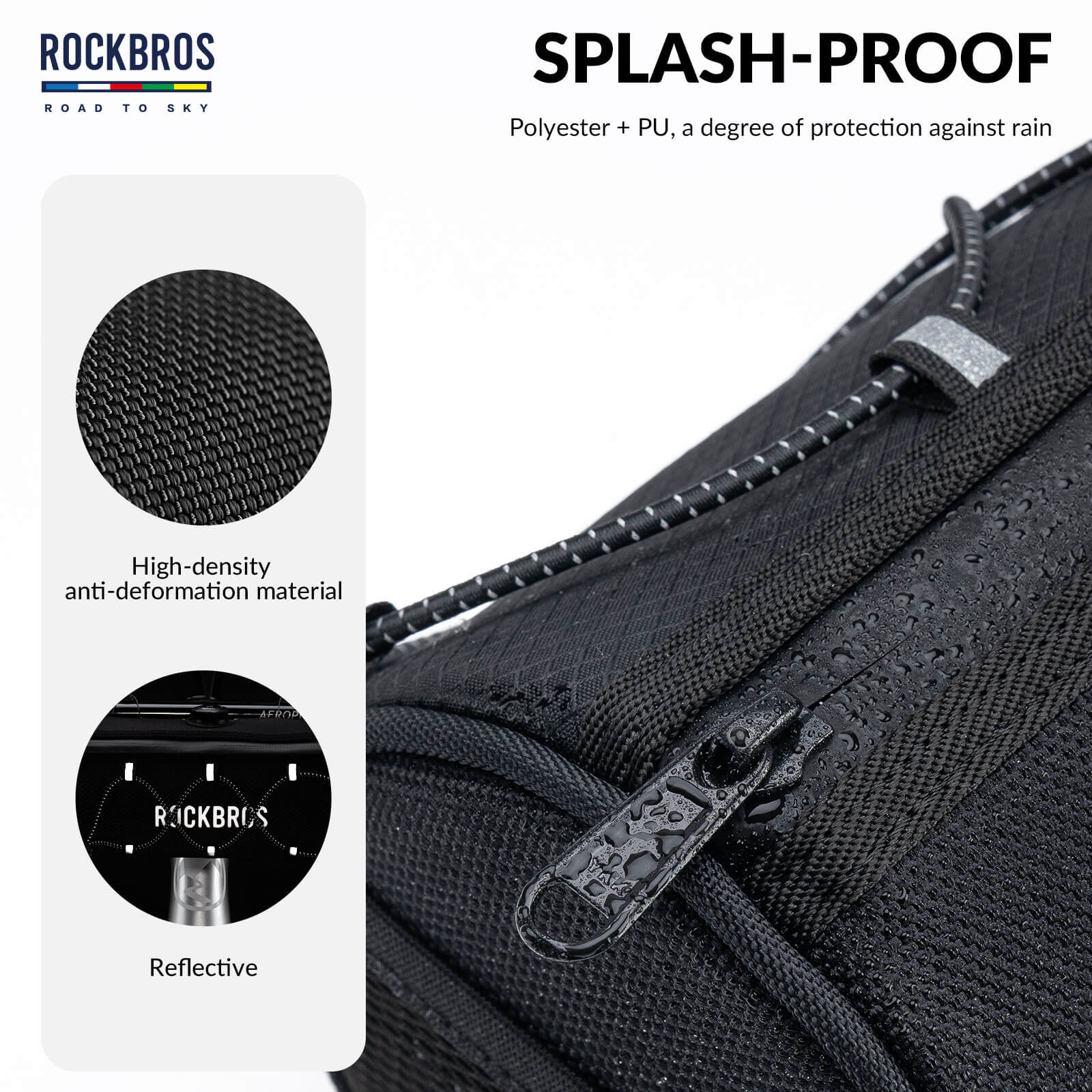 ROCKBROS 1.5L Deluxe Bike Handlebar Bag with One-Click Twist Lock System.
#color_black