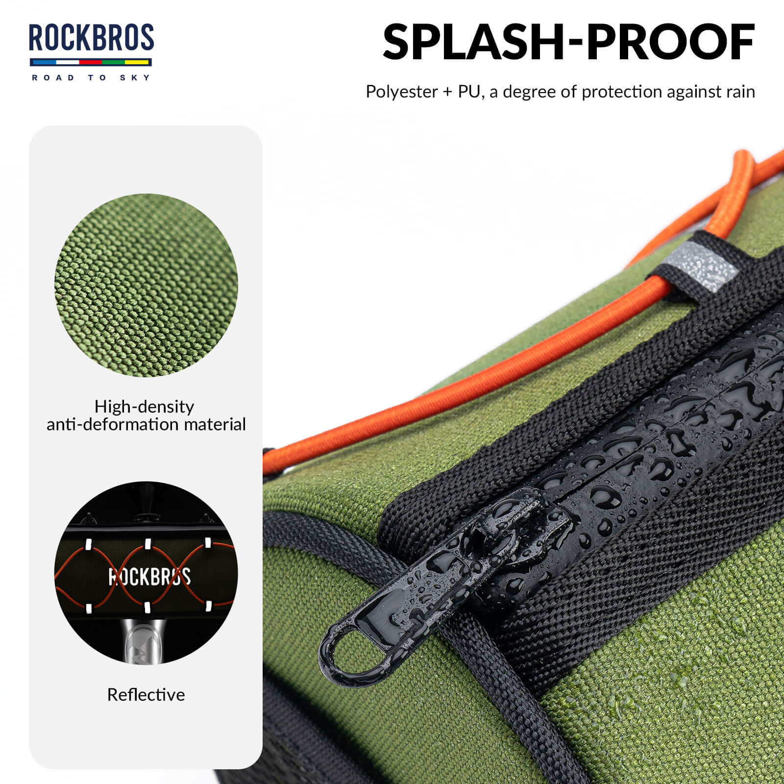 ROCKBROS 1.5L Deluxe Bike Handlebar Bag with One-Click Twist Lock System.
#color_green