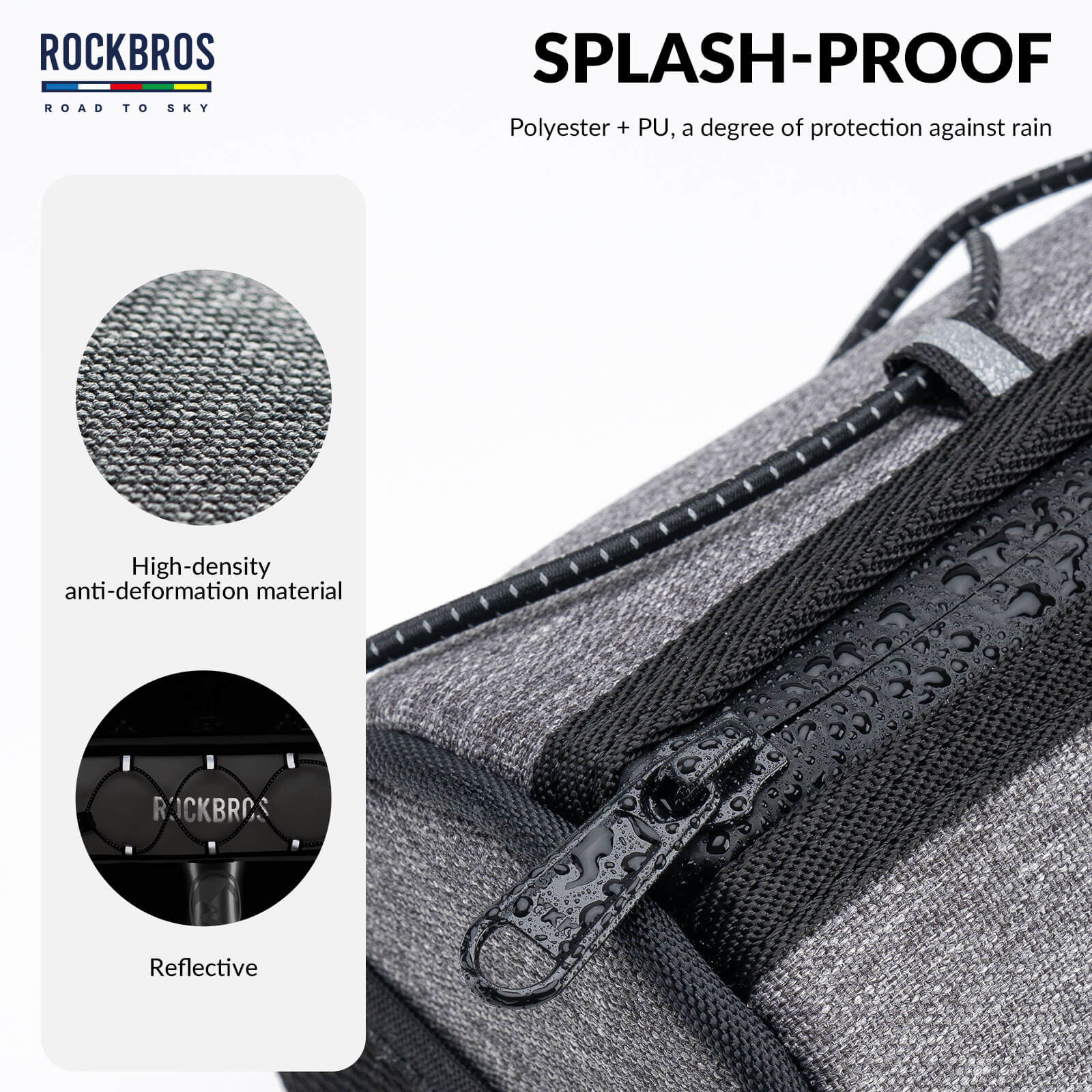 ROCKBROS 1.5L Deluxe Bike Handlebar Bag with One-Click Twist Lock System.
#color_grey