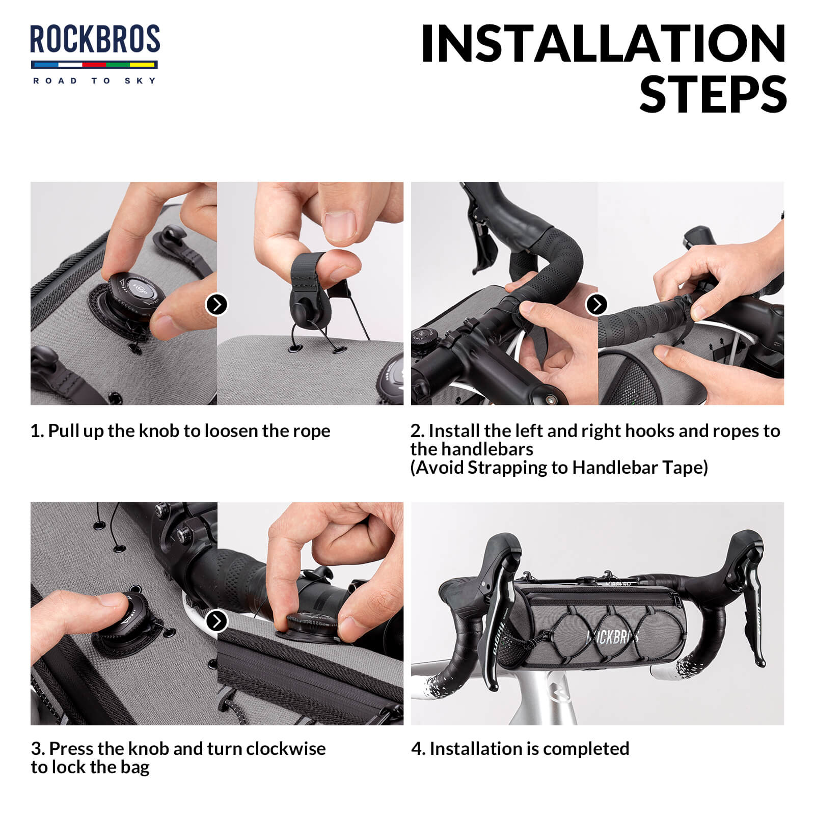 ROCKBROS 1.5L Deluxe Bike Handlebar Bag with One-Click Twist Lock System.
#color_grey