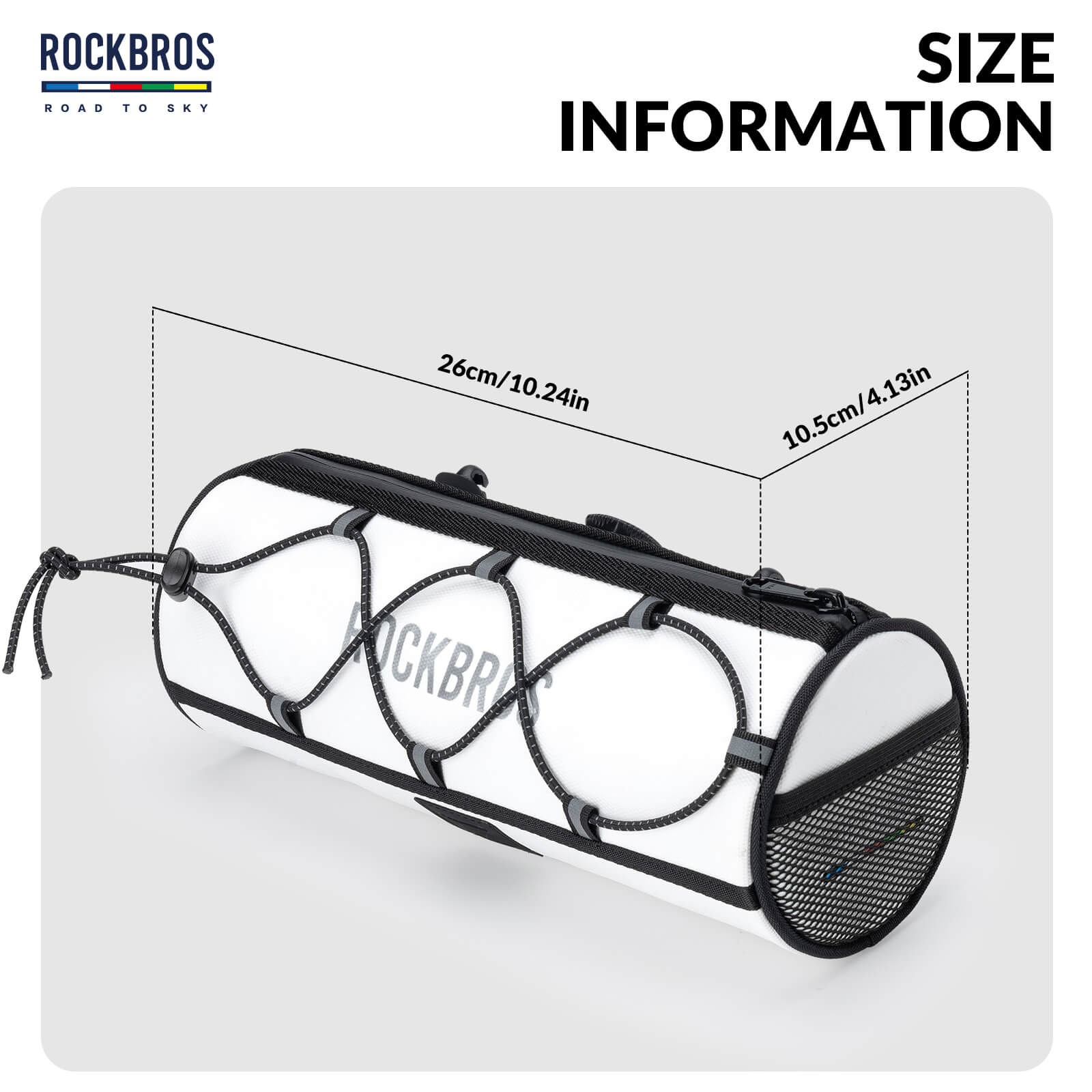 ROCKBROS 1.5L Deluxe Bike Handlebar Bag with One-Click Twist Lock System.
#color_white