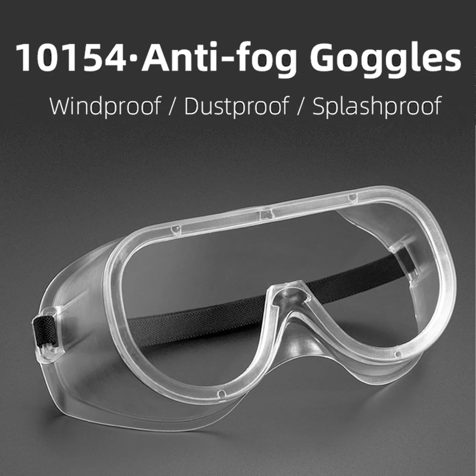 Rockbros 10154 anti-fog protective riding goggles front view in clear black frame