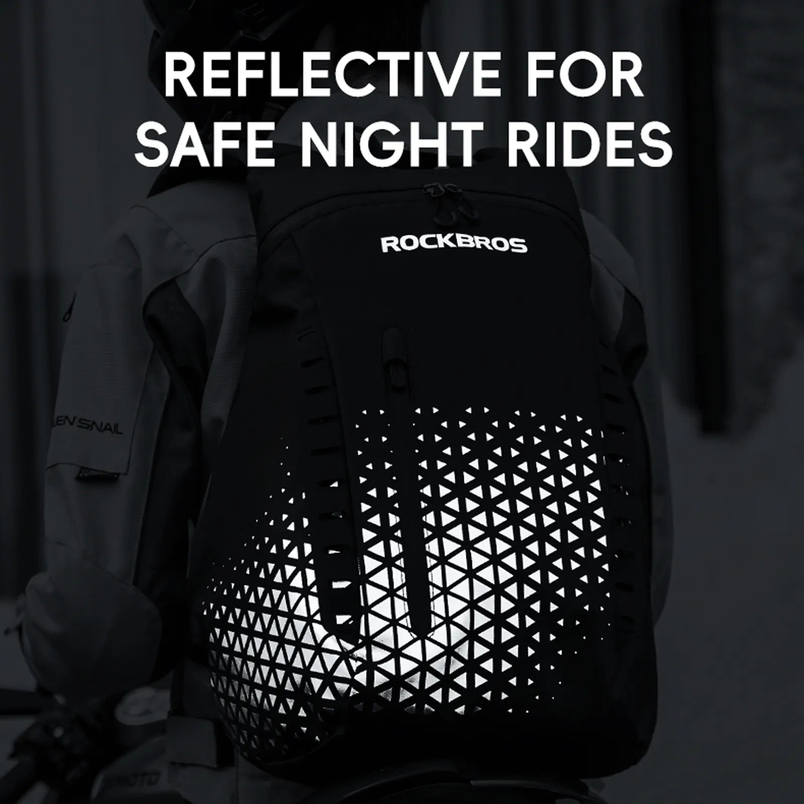 ROCKBROS 14.5L double-layer motorcycle riding backpack in black, sleek aerodynamic design for riders.