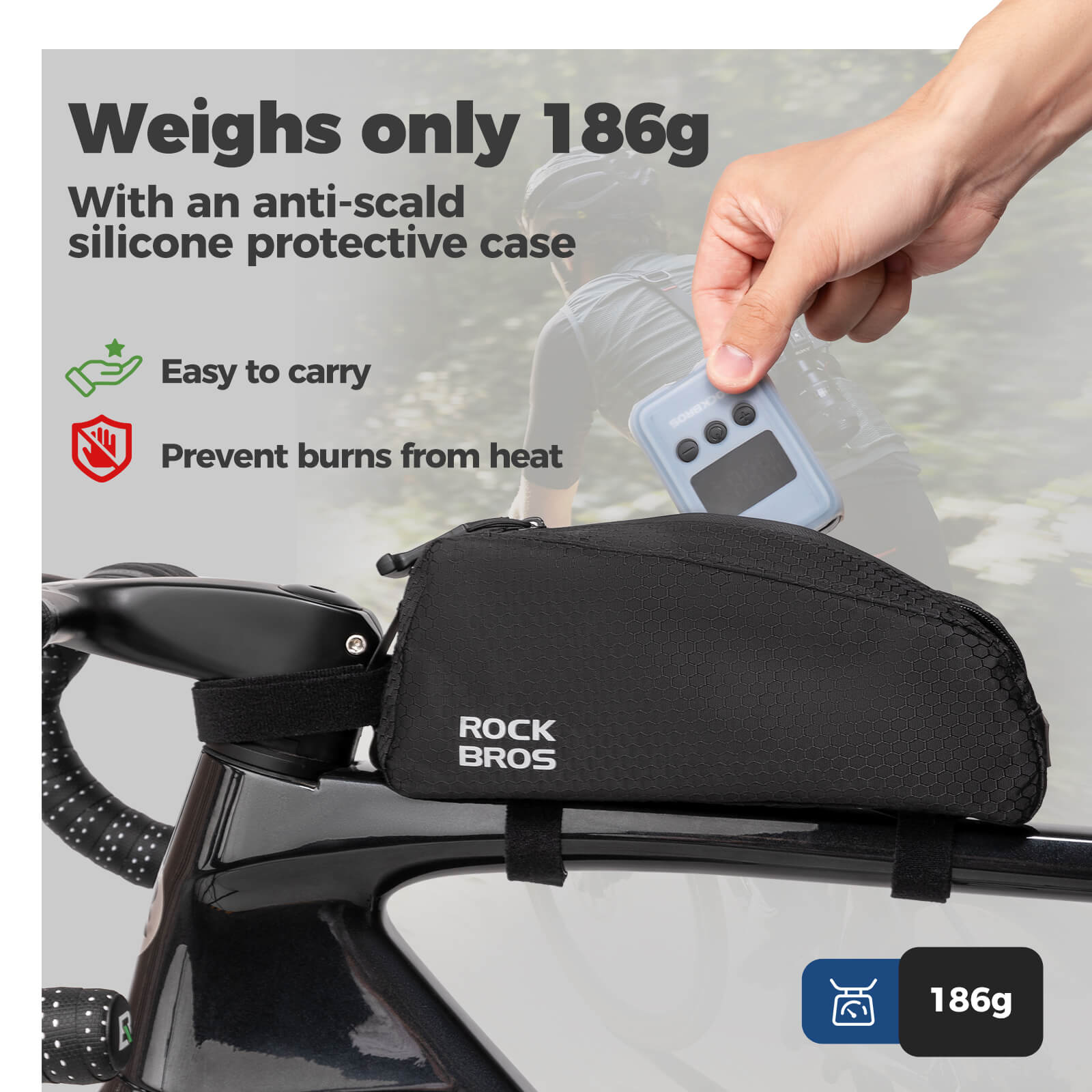 Rockbros 150PSI portable electric bike pump for fast tire inflation.