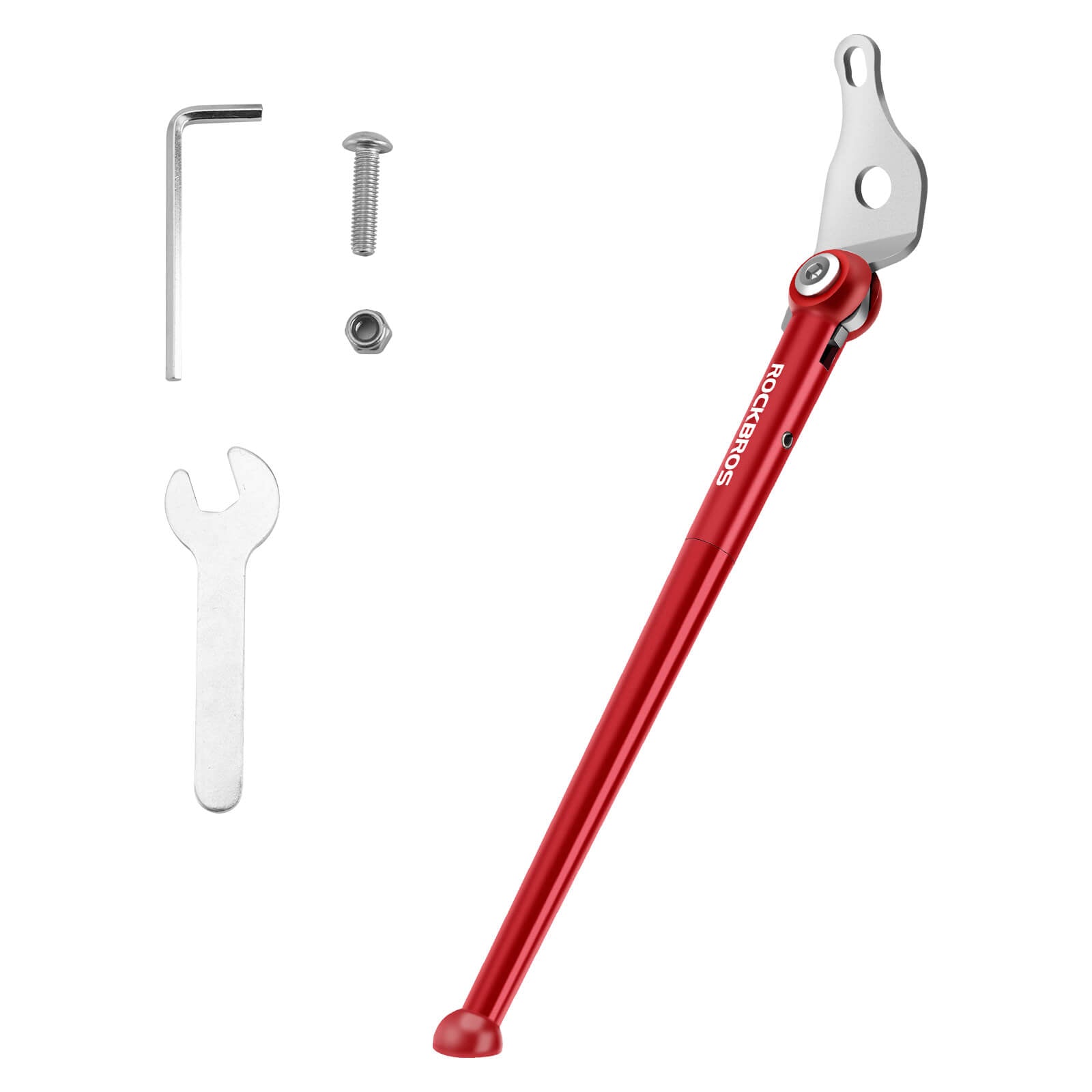 ROCKBROS lightweight aluminum kickstand for 16-inch folding bikes for parking.
#color_red