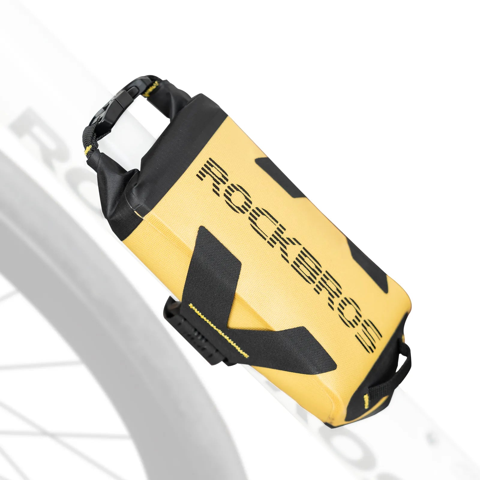 Rockbros 1L High-Vis Yellow Waterproof Roll-Top Bike Frame Bag with Reflective Logo