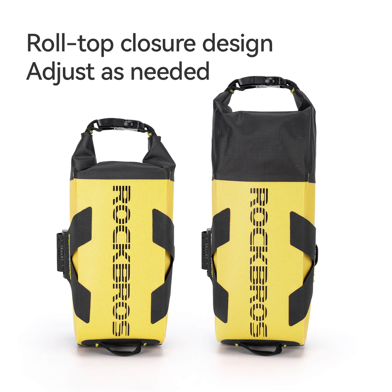 Rockbros 1L High-Vis Yellow Waterproof Roll-Top Bike Frame Bag with Reflective Logo