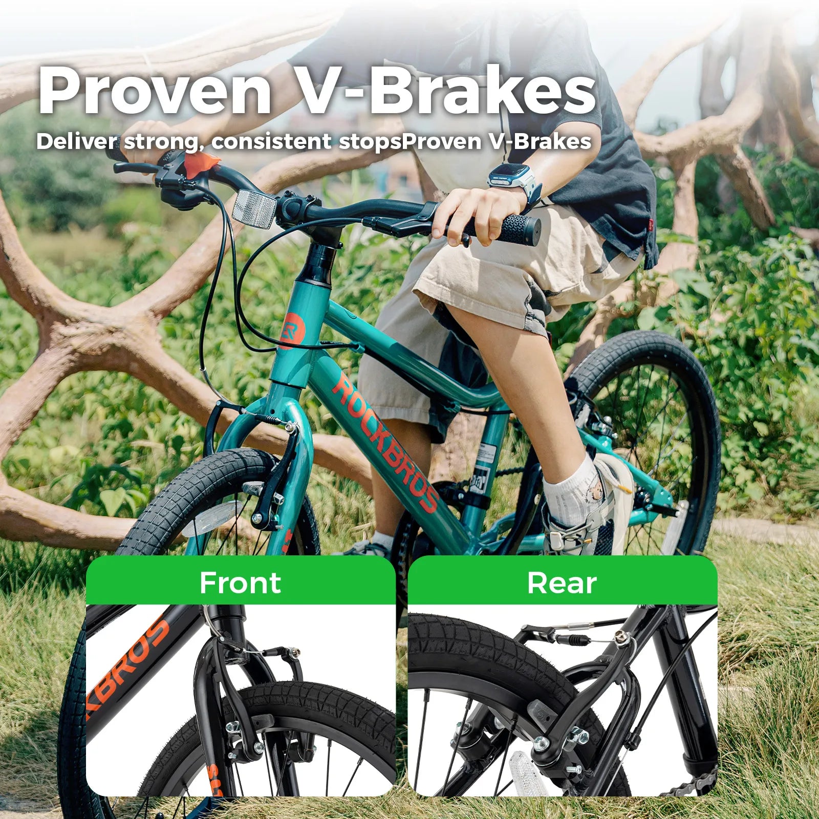 Rockbros 20-inch lightweight aluminum mountain bike suitable for children aged 6-10.
#color_black