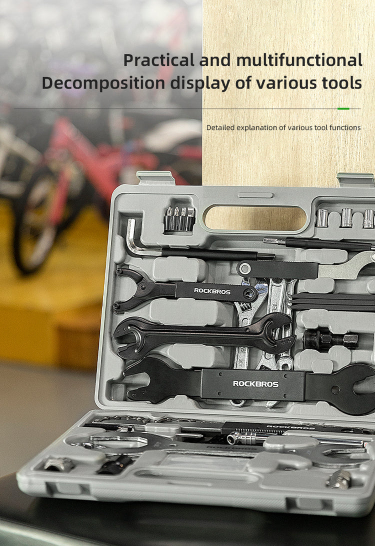 ROCKBROS 22-piece bike repair tool kit durable portable maintenance box for cycling