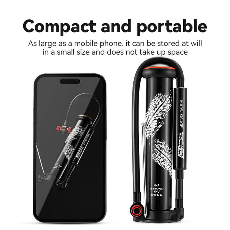 ROCKBROS 220PSI mini portable bike pump for cycling and travel