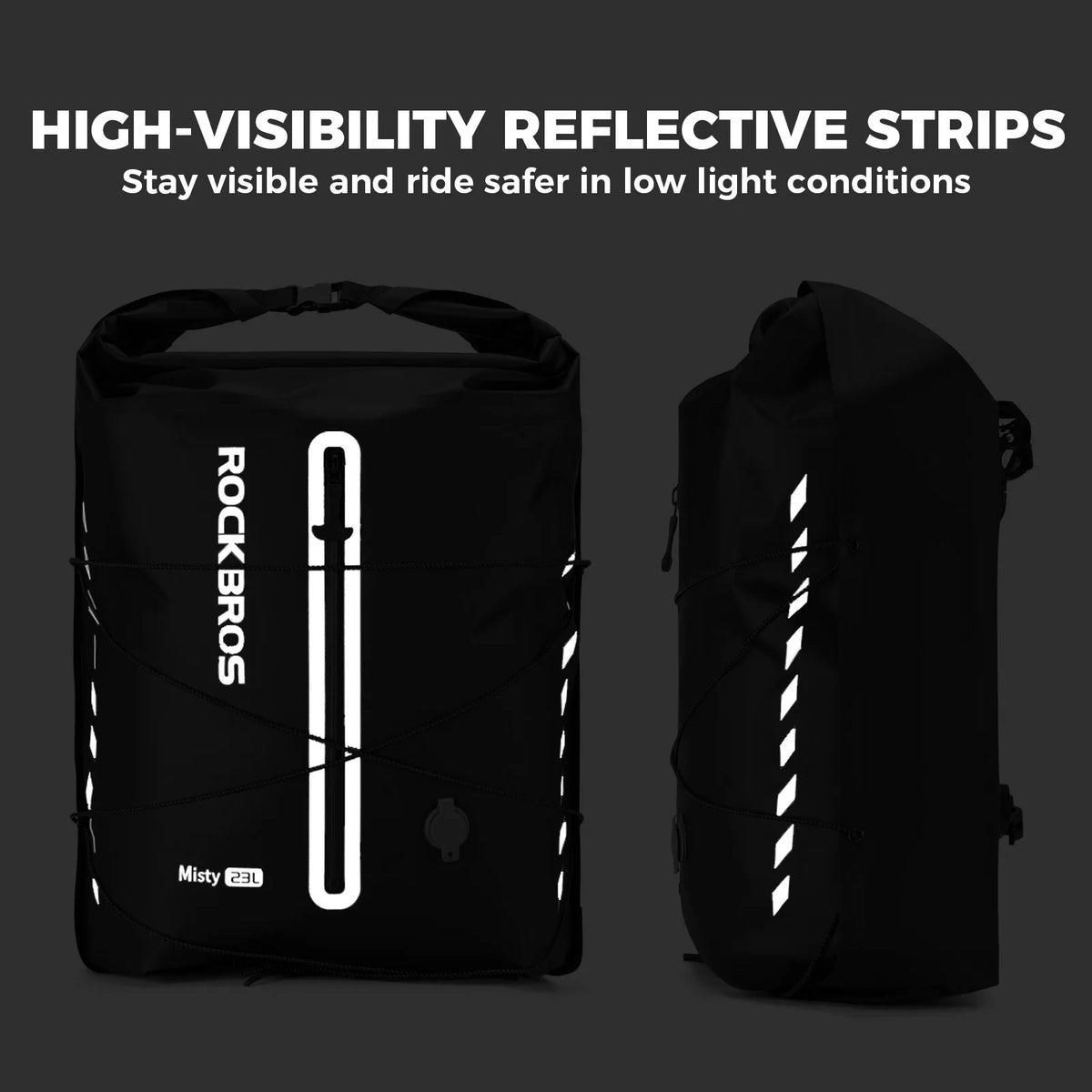 ROCKBROS 23L waterproof bike rear rack bag with vacuum compression.
#colour_black