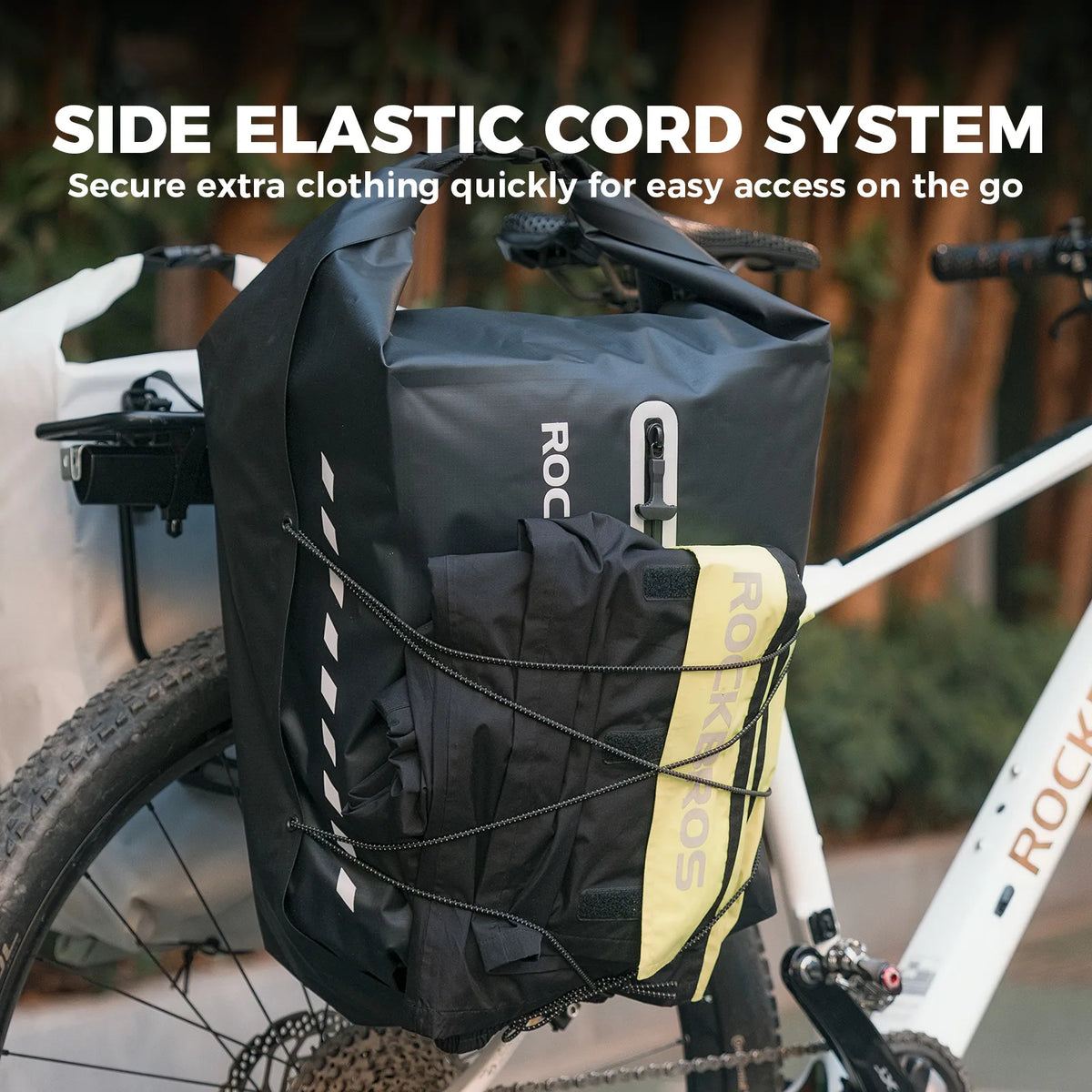 ROCKBROS 23L waterproof bike rear rack bag with vacuum compression.
#colour_white